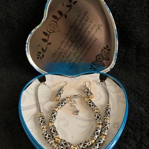 Brighton silver & gold necklace, bracelet and